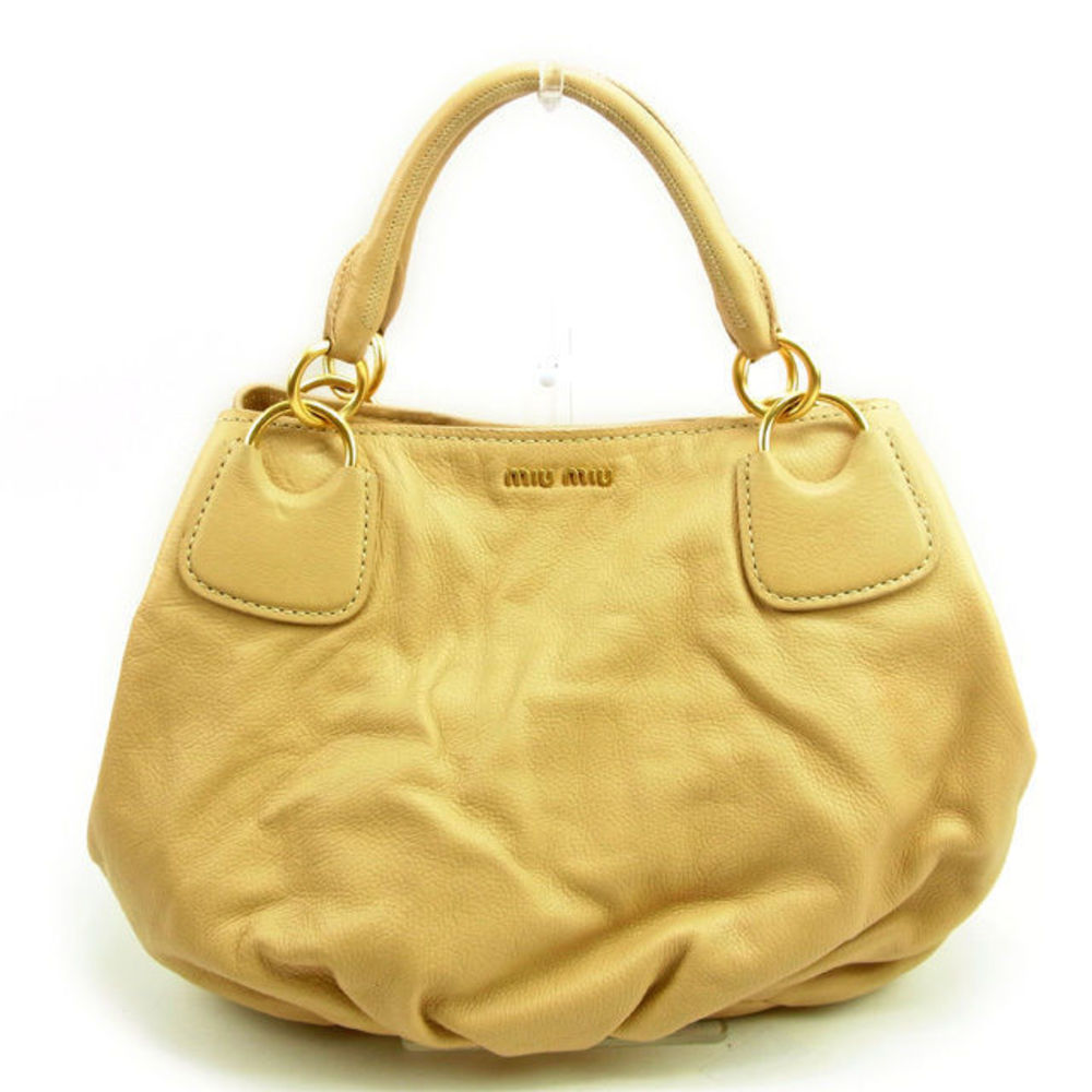 Miu Miu Back Outlet Leather Handbag Beige